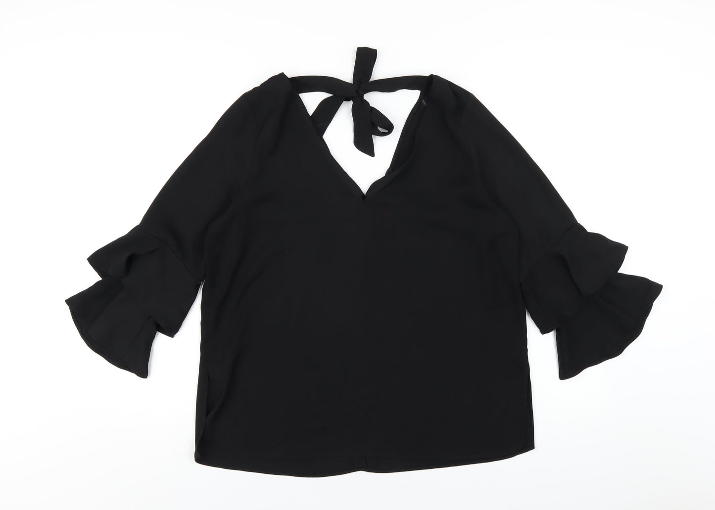 Womens UK Size 12 River Island Black Basic T-Shirt