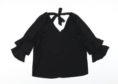 Womens UK Size 12 River Island Black Basic T-Shirt