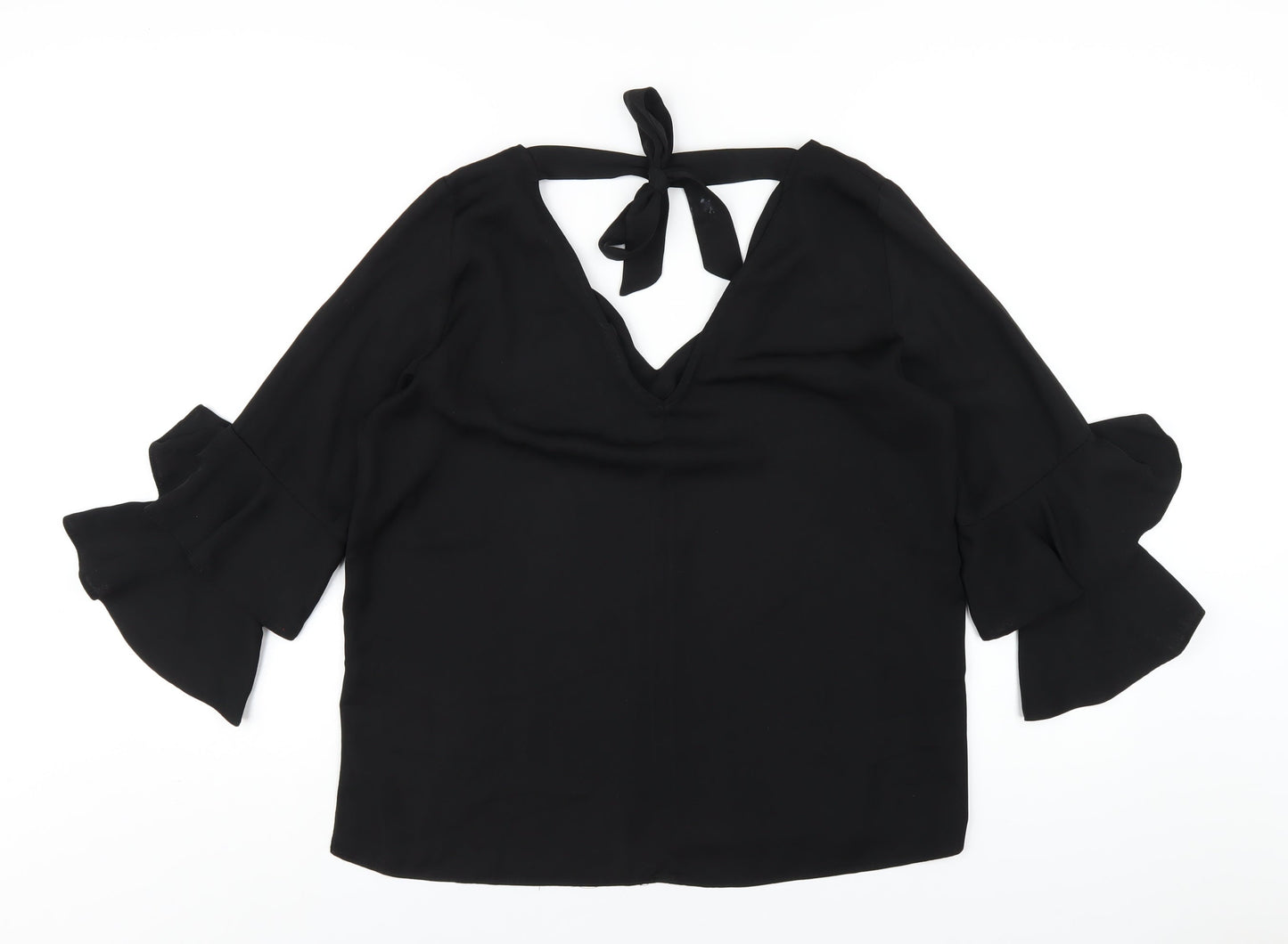 Womens UK Size 12 River Island Black Basic T-Shirt