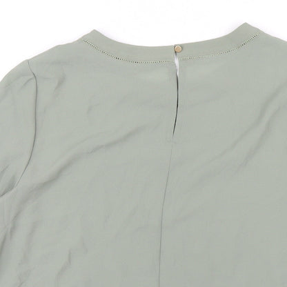 Marks and Spencer Womens Green Polyester Basic T-Shirt Size 10 Round Neck