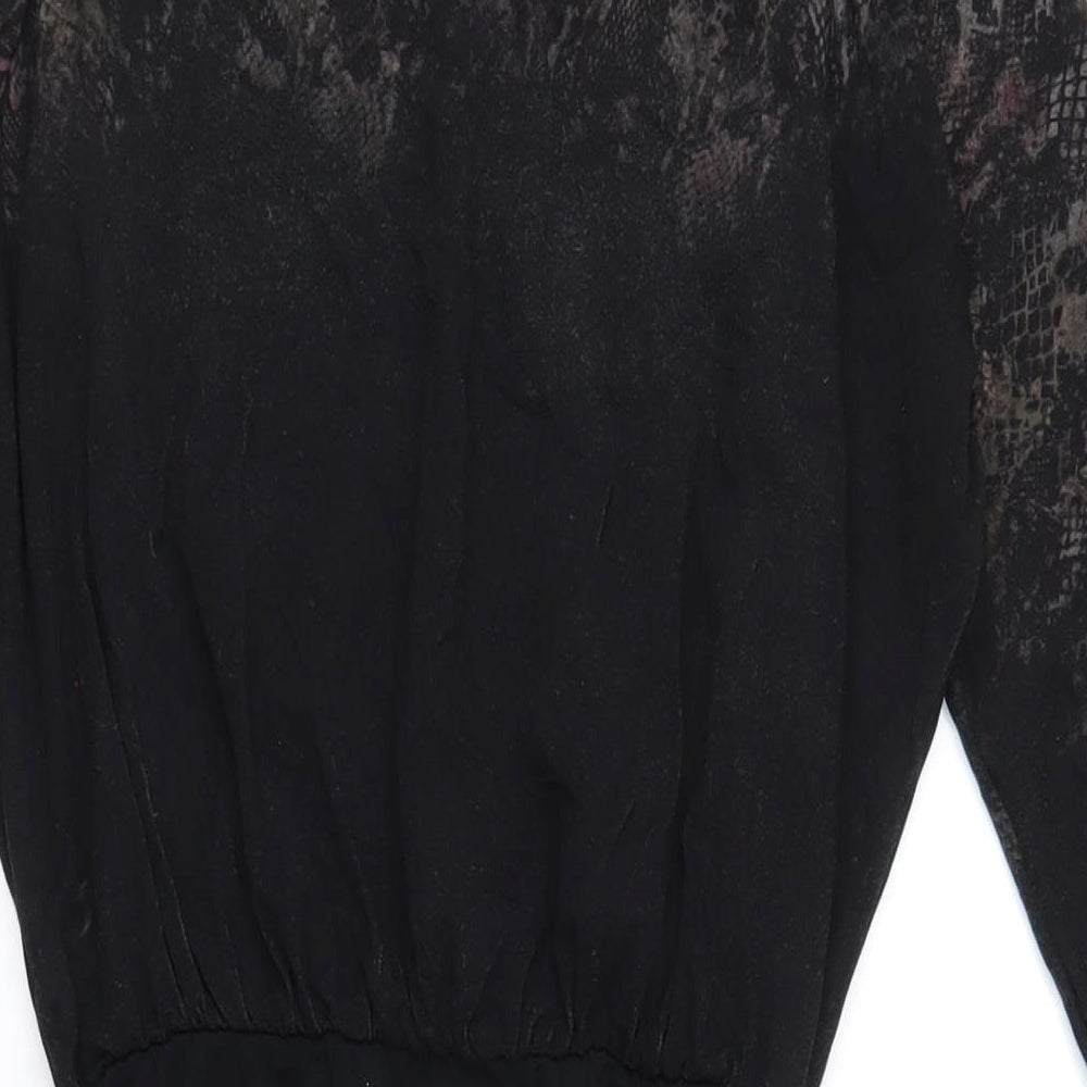 Mint Velevet Womens Black Animal Print Viscose Bodycon Size 8 Boat Neck Pullover