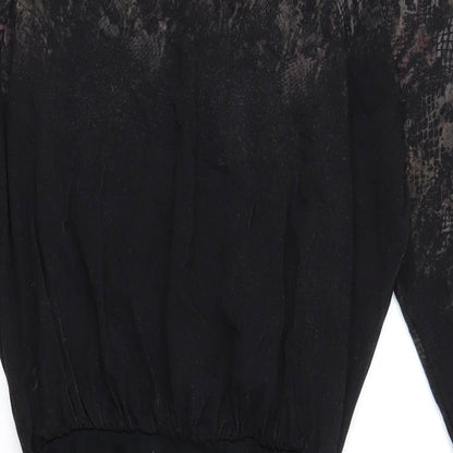 Mint Velevet Womens Black Animal Print Viscose Bodycon Size 8 Boat Neck Pullover