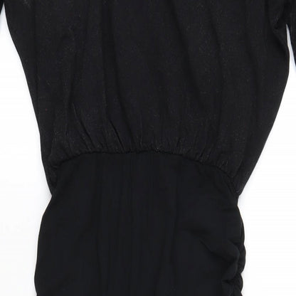 Mint Velevet Womens Black Animal Print Viscose Bodycon Size 8 Boat Neck Pullover