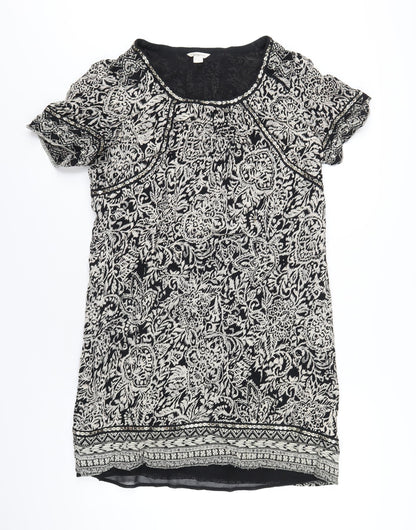 Monsoon Womens Black Geometric Polyester A-Line Size 12 Round Neck Pullover