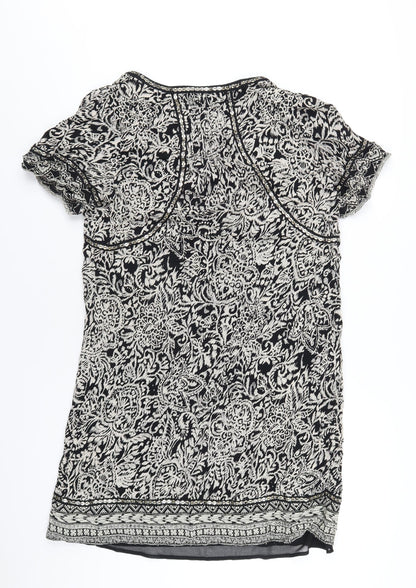 Monsoon Womens Black Geometric Polyester A-Line Size 12 Round Neck Pullover