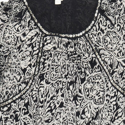 Monsoon Womens Black Geometric Polyester A-Line Size 12 Round Neck Pullover