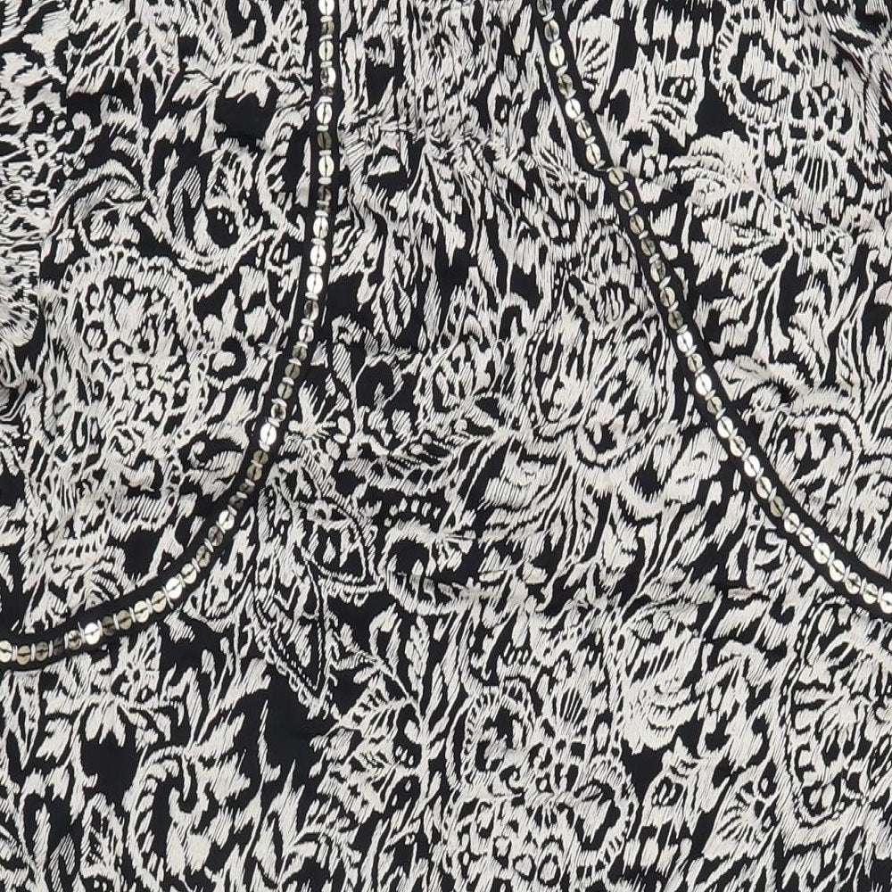 Monsoon Womens Black Geometric Polyester A-Line Size 12 Round Neck Pullover