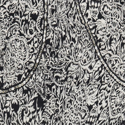 Monsoon Womens Black Geometric Polyester A-Line Size 12 Round Neck Pullover