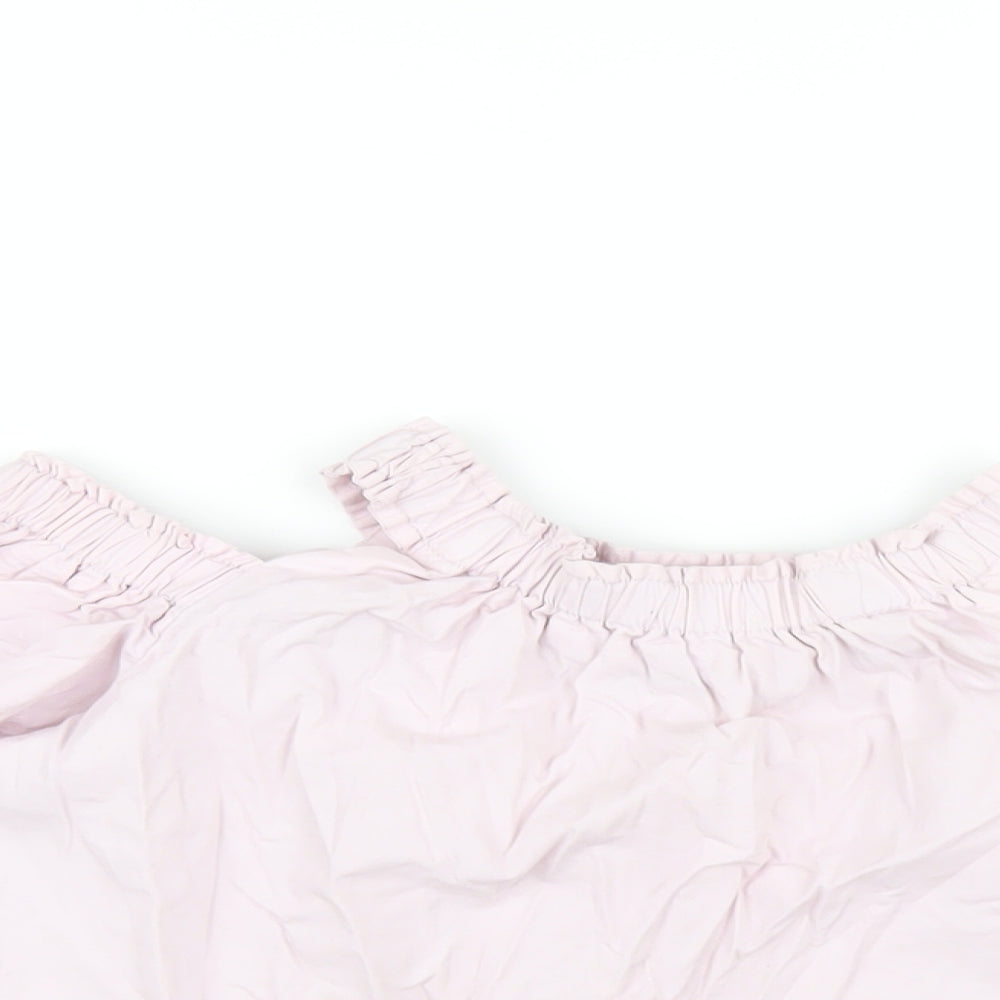 River Island Girls Pink Cotton Basic T-Shirt Size 7-8 Years Off the Shoulder Pullover