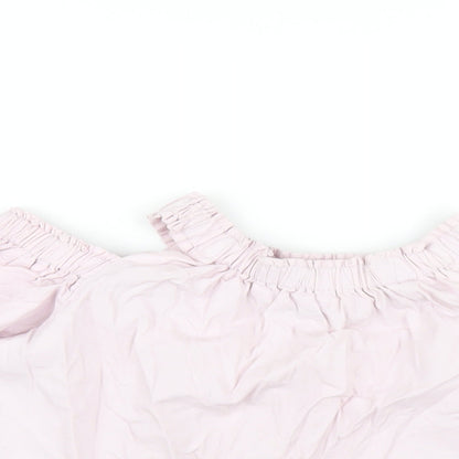 River Island Girls Pink Cotton Basic T-Shirt Size 7-8 Years Off the Shoulder Pullover