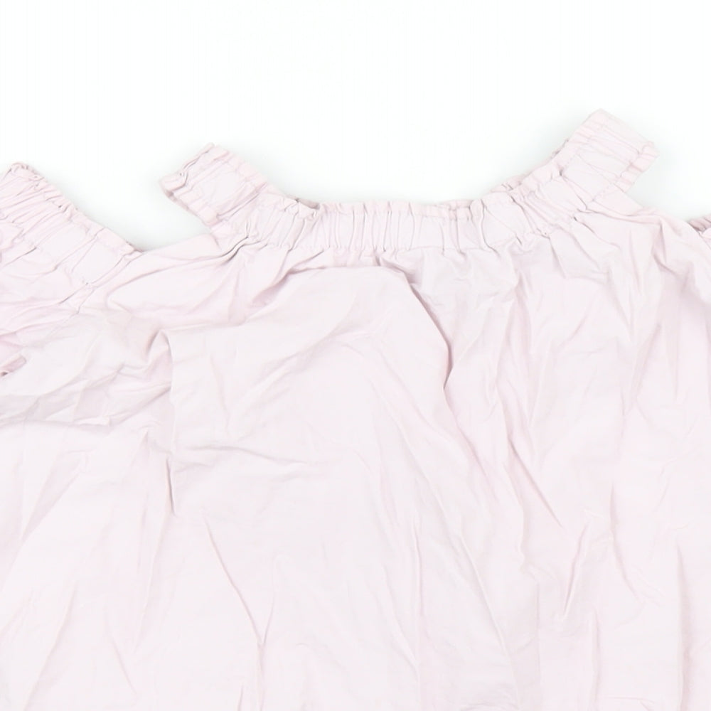 River Island Girls Pink Cotton Basic T-Shirt Size 7-8 Years Off the Shoulder Pullover