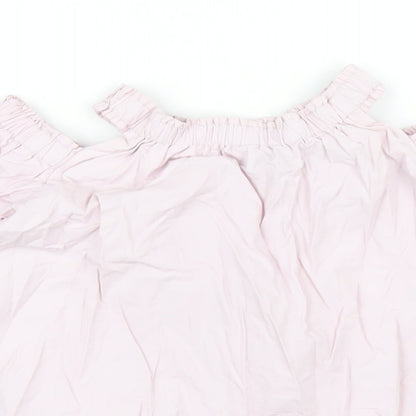 River Island Girls Pink Cotton Basic T-Shirt Size 7-8 Years Off the Shoulder Pullover