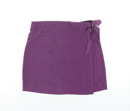 Pieces Womens Purple Polyamide A-Line Skirt Size L