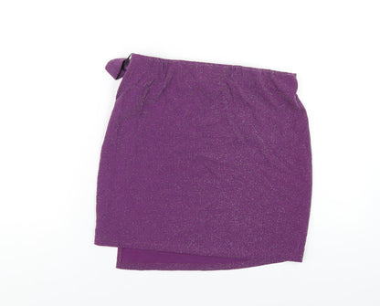 Pieces Womens Purple Polyamide A-Line Skirt Size L