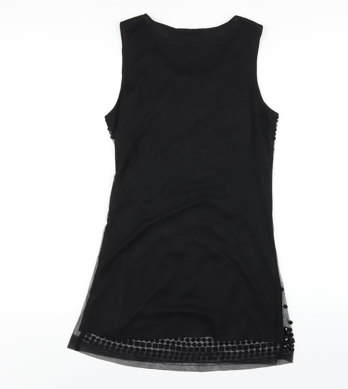 MODO Womens Black Polyester A-Line Size 12 Round Neck Pullover - Beaded