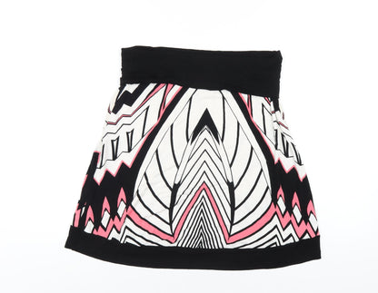 Marx Womens Multicoloured Geometric Viscose A-Line Skirt Size L