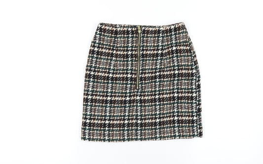 H&M Womens Multicoloured Geometric Polyester A-Line Skirt Size 4 Zip