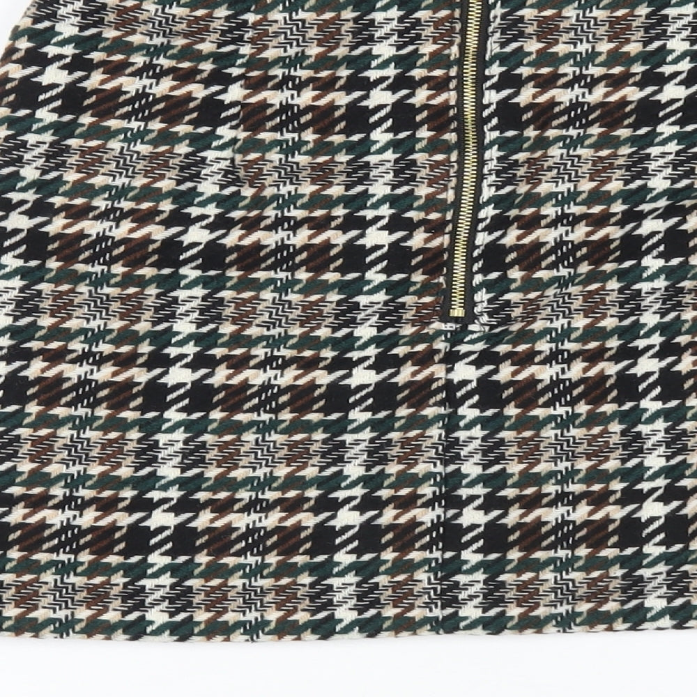H&M Womens Multicoloured Geometric Polyester A-Line Skirt Size 4 Zip