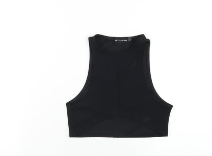 Womens UK Size 4 PRETTYLITTLETHING Black Cropped Tank
