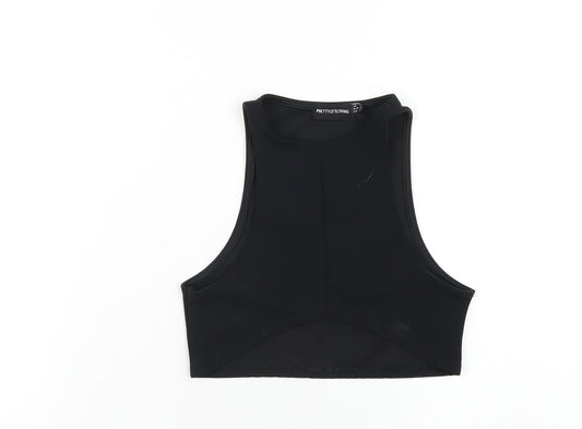 Womens UK Size 4 PRETTYLITTLETHING Black Cropped Tank