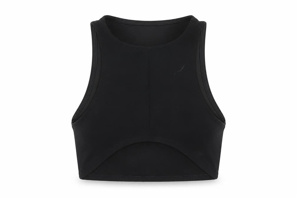 Womens UK Size 4 PRETTYLITTLETHING Black Cropped Tank