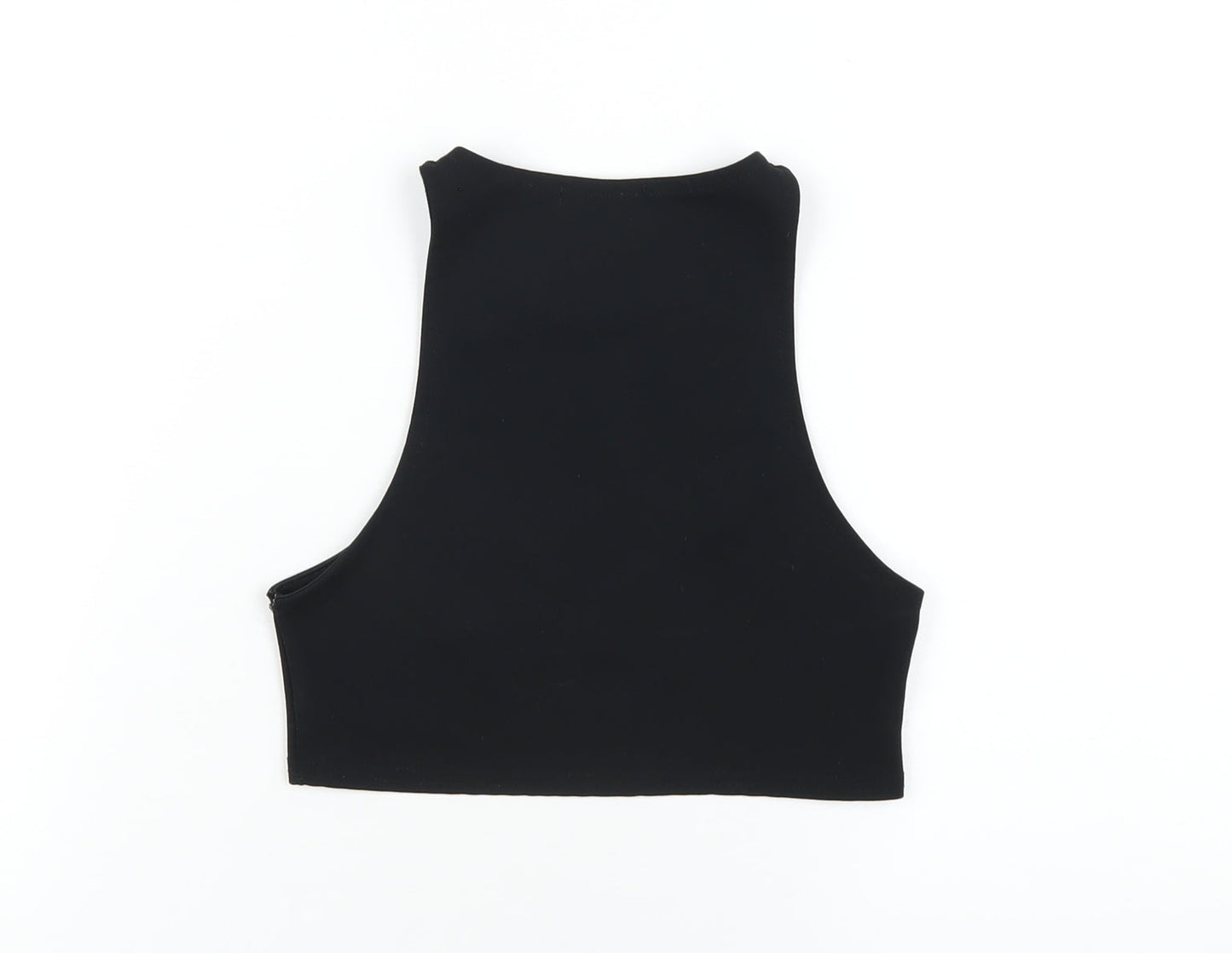 Womens UK Size 4 PRETTYLITTLETHING Black Cropped Tank