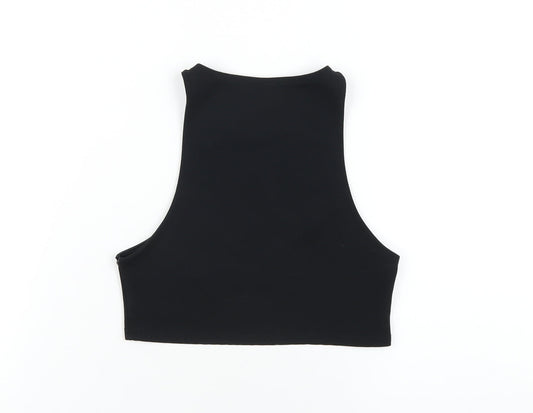 Womens UK Size 4 PRETTYLITTLETHING Black Cropped Tank
