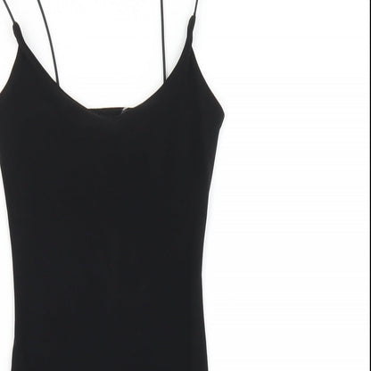 PRETTYLITTLETHING Womens Black Polyester Bodycon Size 4 Scoop Neck Pullover