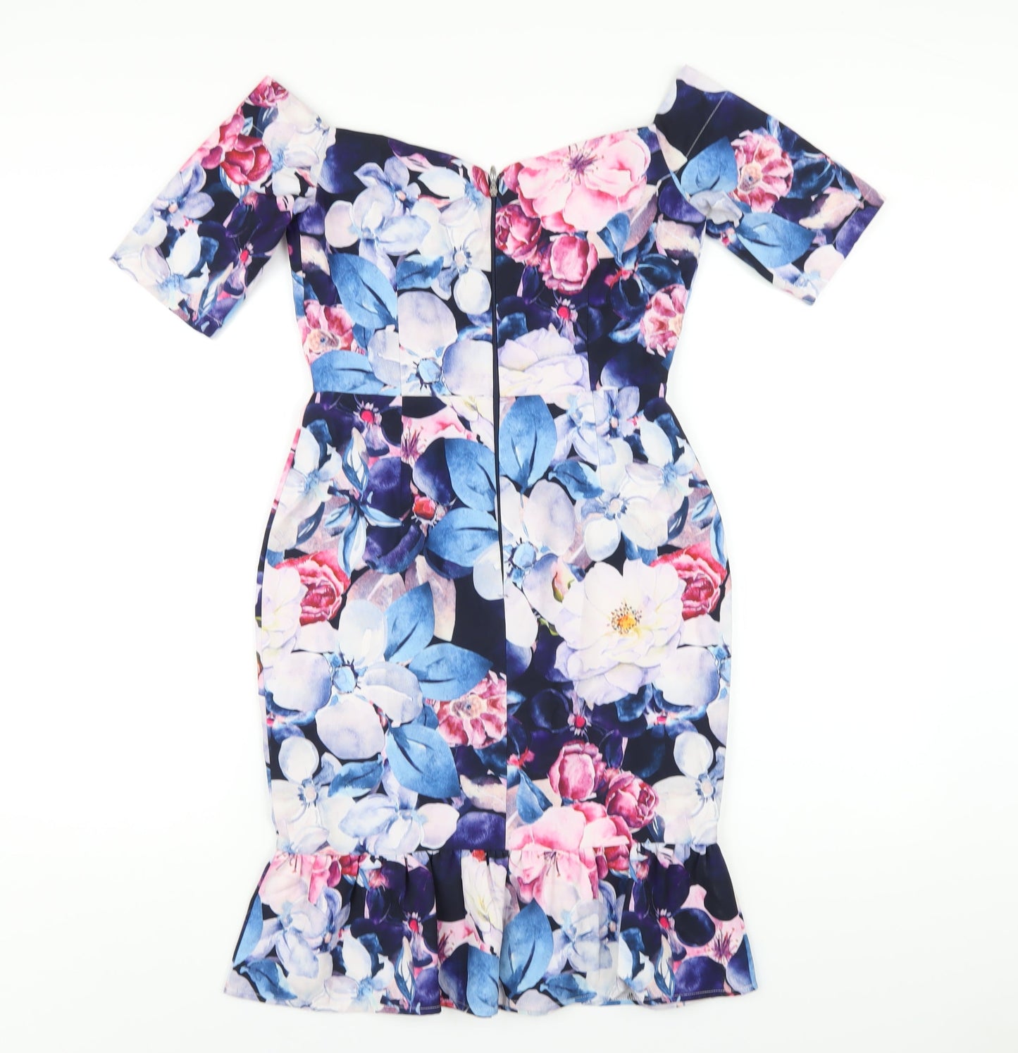 Paper Dolls Womens Multicoloured Floral Polyester Bodycon Size 8 Off the Shoulder Zip
