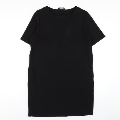 Dorothy Perkins Womens Black Polyester T-Shirt Dress Size 14 Round Neck Pullover