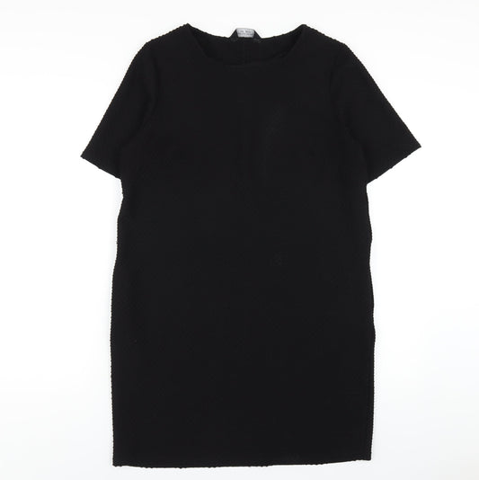 Dorothy Perkins Womens Black Polyester T-Shirt Dress Size 14 Round Neck Pullover