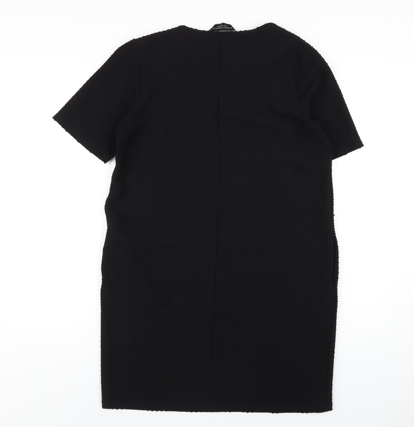 Dorothy Perkins Womens Black Polyester T-Shirt Dress Size 14 Round Neck Pullover