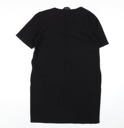 Dorothy Perkins Womens Black Polyester T-Shirt Dress Size 14 Round Neck Pullover
