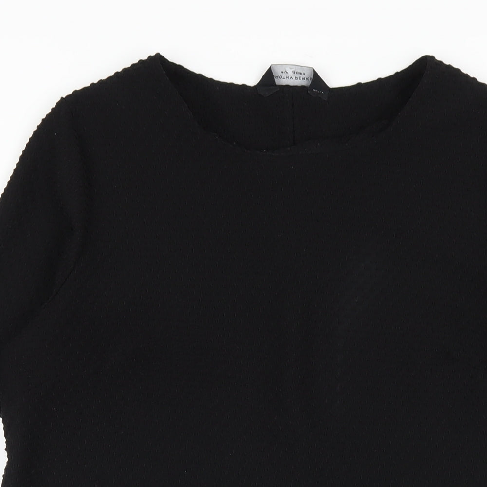 Dorothy Perkins Womens Black Polyester T-Shirt Dress Size 14 Round Neck Pullover
