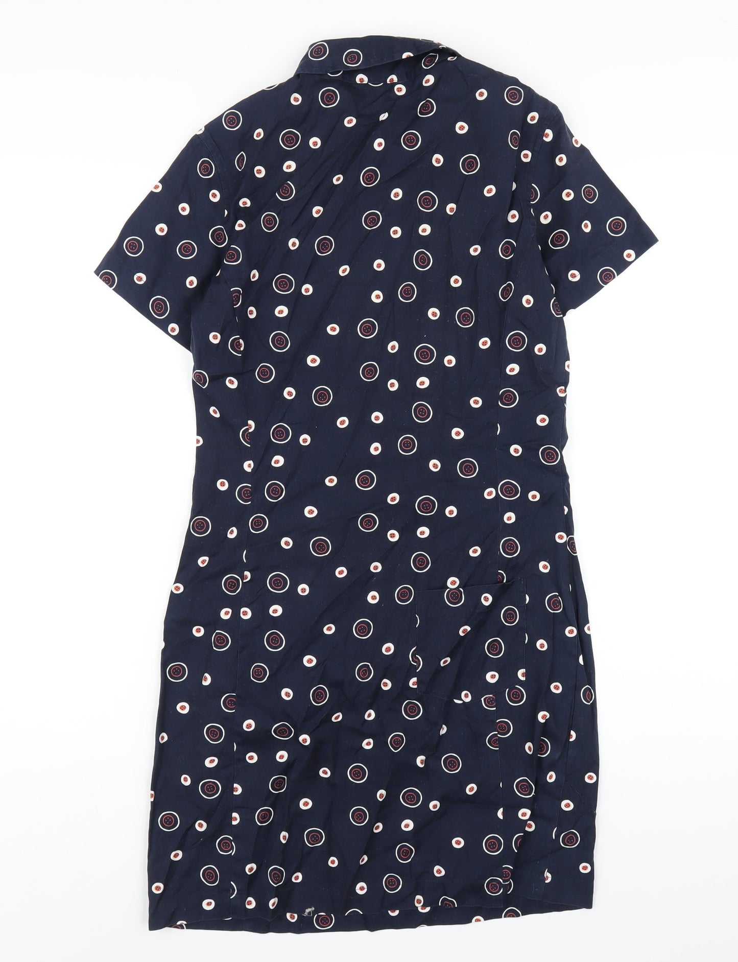Esprit Womens Blue Geometric Cotton Shirt Dress Size 12 Collared Button