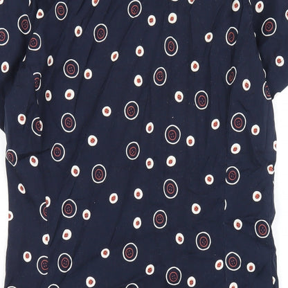 Esprit Womens Blue Geometric Cotton Shirt Dress Size 12 Collared Button