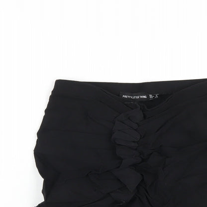 PRETTYLITTLETHING Womens Black Polyester Mini Skirt Size 4