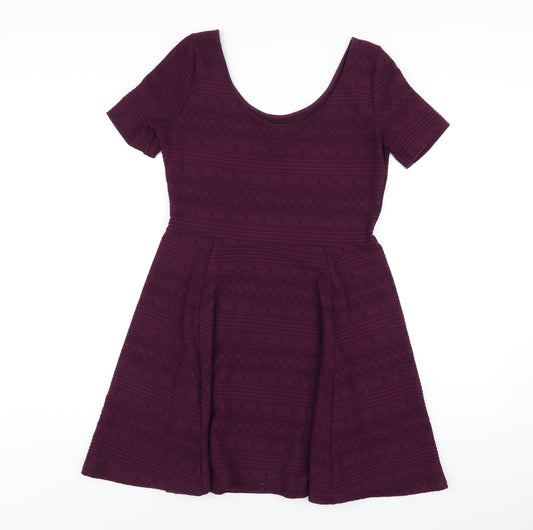 H&M Womens Purple Polyester A-Line Size M Scoop Neck Pullover