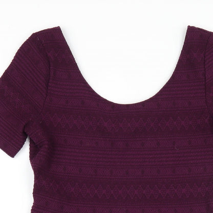 H&M Womens Purple Polyester A-Line Size M Scoop Neck Pullover