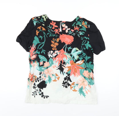 Great Plains Womens Multicoloured Geometric Viscose Basic T-Shirt Size M Round Neck