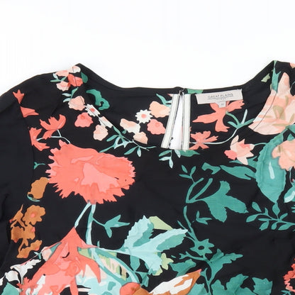 Great Plains Womens Multicoloured Geometric Viscose Basic T-Shirt Size M Round Neck