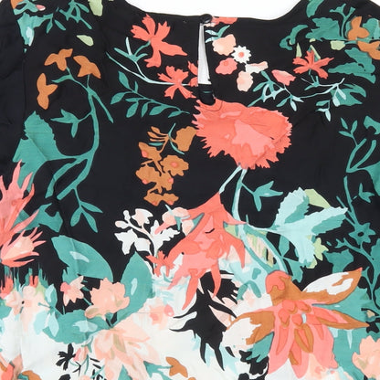 Great Plains Womens Multicoloured Geometric Viscose Basic T-Shirt Size M Round Neck