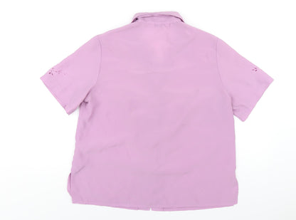 Berkertex Womens Purple Polyester Basic Button-Up Size 14 Collared