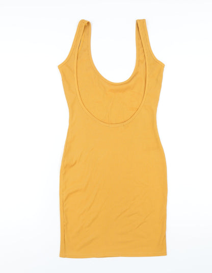 Missguided Womens Yellow Polyester Bodycon Size 8 Scoop Neck Pullover