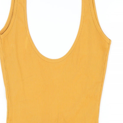 Missguided Womens Yellow Polyester Bodycon Size 8 Scoop Neck Pullover