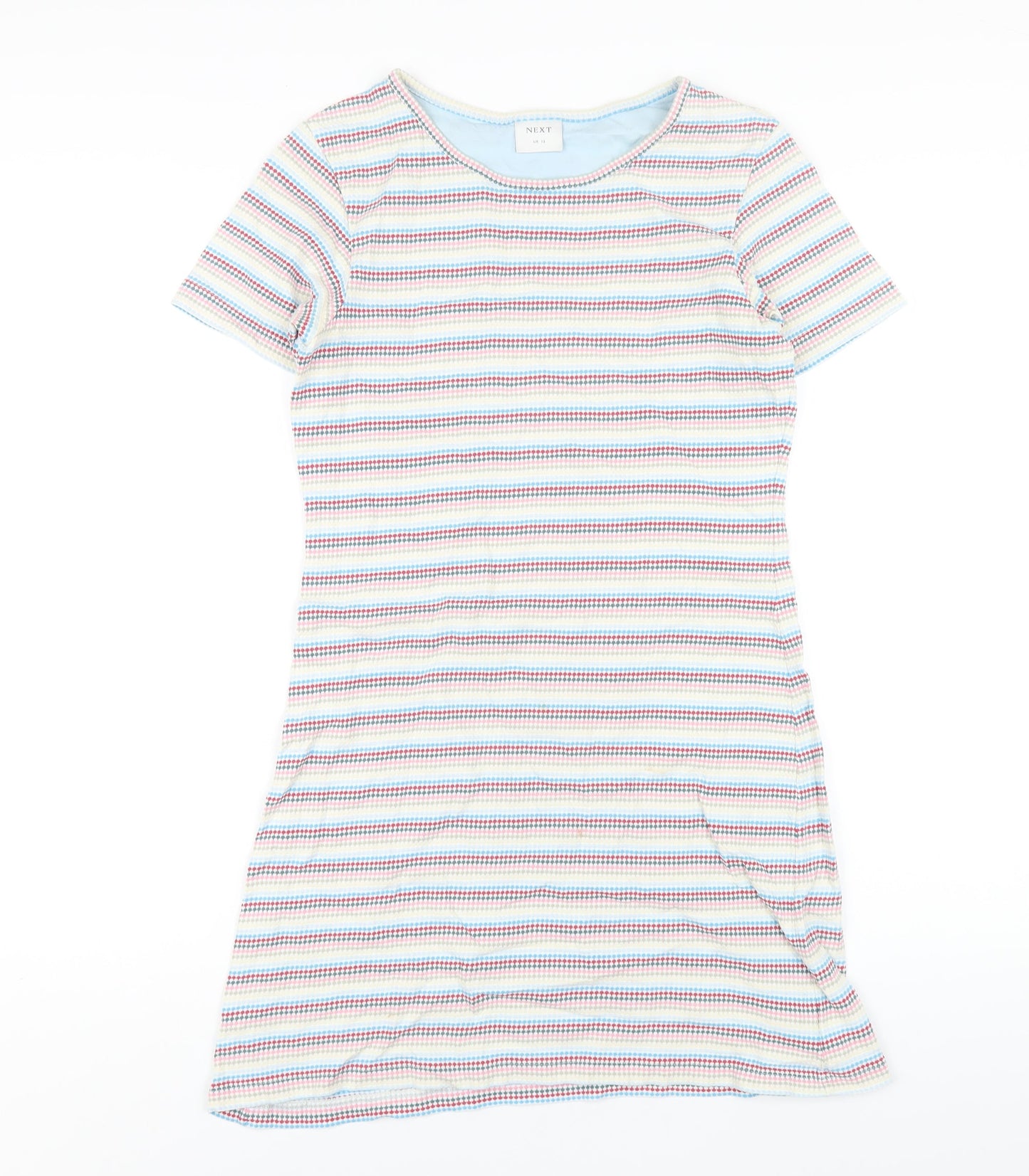 NEXT Womens Multicoloured Striped Cotton A-Line Size 12 Round Neck Pullover