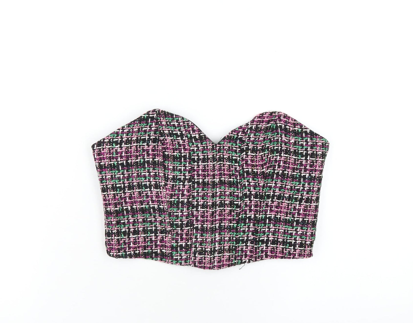 Womens UK Size M Zara Multicoloured Cropped T-Shirt