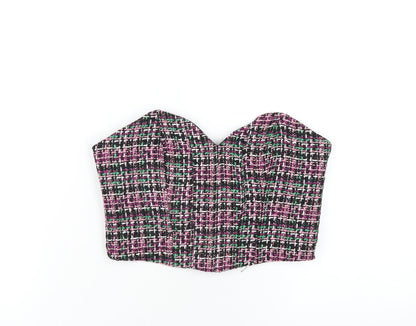 Womens UK Size M Zara Multicoloured Cropped T-Shirt