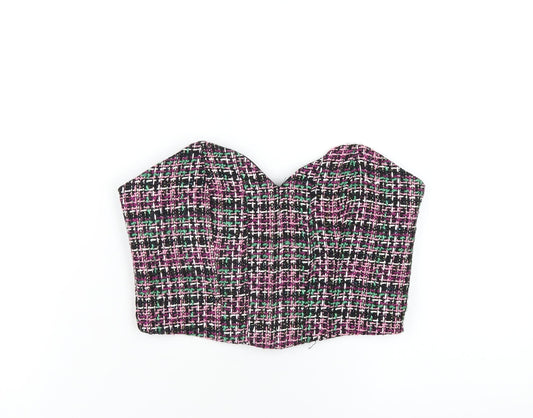 Womens UK Size M Zara Multicoloured Cropped T-Shirt