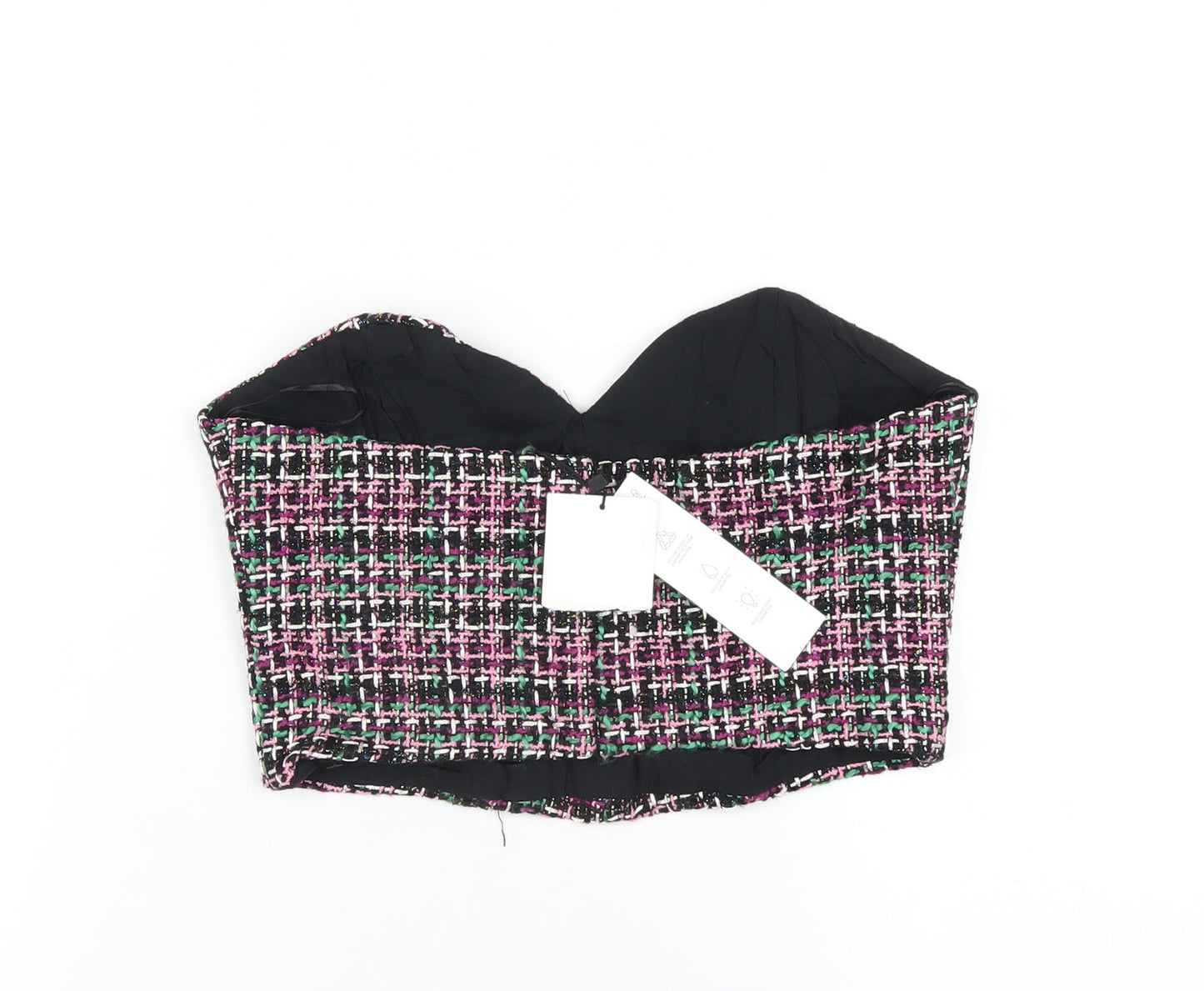 Womens UK Size M Zara Multicoloured Cropped T-Shirt